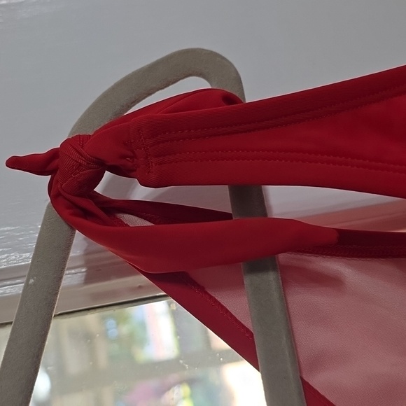 Kona Sol Women's One Piece Swimsuit Red Ties At Shoulders Bra Sz L EUC - Picture 3 of 9